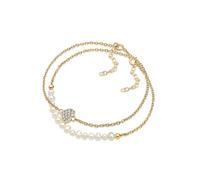 Perlenarmband Set ELLI "Herz Layer Kristalle Cute 925 Silber", weiß, Armbänder, Damen, 19cm, ohne Stein, Silber 925 (Sterlingsilber) (747565-0) weiß