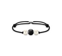 Perlenarmband THOMAS SABO "A2076-451-11-L22V" Gr. 22, bunt (silberfarben, weiß, schwarz, weiß, schwarz), Armbänder, Damen, 22, Nylon Perlen Silber 925 (recycelt), Nylon, Perlen, Silber 925 (recycelt),