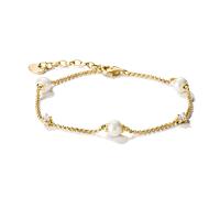 Perlenarmband THOMAS SABO "Armband gelbgoldfarben mit Perlen" Gr. 19, gelbgoldfarben, kristallweiß, weiß, kristallweiß, Armbänder, Damen, 19, Metall Perlen, Metall, Perlen, Perlenarmband, mit Zirkonia