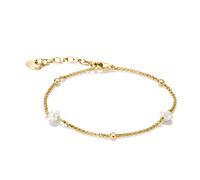 Perlenarmband THOMAS SABO "Armband mit Perlen gelbgoldfarben klein" Gr. 19, gelbgoldfarben, kristallweiß, weiß, kristallweiß, Armbänder, Damen, 19, Metall Perlen, Metall, Perlen, Perlenarmband, mit Zi