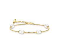 Perlenarmband THOMAS SABO "Natural Beauty Armband fein, Bold Elegance" Gr. 19, gold (gelbgoldfarben, weiß), Armbänder, Damen, 19, Perlen Silber 925 (recycelt), Perlen, Silber 925 (recycelt), Perlenarm