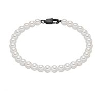 Perlenarmband TRUE REBELS "TR300" Gr. 19, schwarz, Armbänder, Herren, 19, Edelstahl, Perlenarmband, mit Perle (synth.) (35403216-19) schwarz