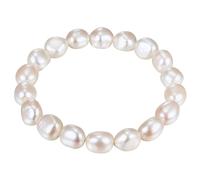 Valero Pearls Damen Perlenarmband mit Barock Süßwasser-Zuchtperlen 9-10 mm weiß - flexibel/ohne Verschluss