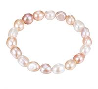 Valero Pearls Damen Perlenarmband mit Barock Süßwasser-Zuchtperlen 8,5-9,5 mm multicolor - flexibel/ohne Verschluss