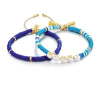 Perlenarmband YOKOAMII "Set: Y145", blau, Armbänder, Damen, Edelstahl, Perlenarmband, 2er Set Armbänder (48709331-0) blau