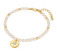 Perlenarmband YOKOAMII "Y96", gelbgold, weiß, Armbänder, Damen, Metall, Perlenarmband, mit Perle (10696015-0) gelbgold, weiß