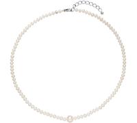 Perlenkette ADRIANA "Schmuck Geschenk Silber 925 Halskette La Maddalena", bunt (silberfarben, weiß), Halsketten, Damen, Perlen Seide Silber 925 (Sterlingsilber), L: 50 B: 4,8mm, Perlen, Seide, Silber