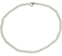 Perlenkette ADRIANA "Schmuck Geschenk Silber 925 Halskette Taormina Herz", bunt (silberfarben, weiß), Halsketten, Damen, Perlen Seide Silber 925 (Sterlingsilber), L: 45 B: 6mm, Perlen, Seide, Silber 9