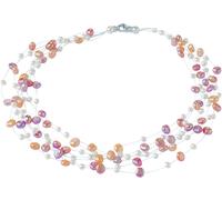 Perlenkette ADRIANA "Schmuck Geschenk Silber 925 Halskette Viareggio", silber (silberfarben, mehrfarbig), Halsketten, Damen, Nylon Perlen Silber 925 (Sterlingsilber), L: 45 B: 1mm, Nylon, Perlen, Silb