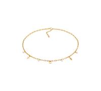 Perlenkette ELLI "Kreuz Feder Herz Perle Anhänger 925 Silber", gold, Halsketten, Damen, 38, ohne Stein, Silber 925 (Sterlingsilber), L: 38, Perlenkette (98295423-0)