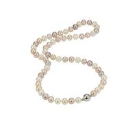 Perlenkette FIRETTI "Schmuck Geschenk Halsschmuck Halskette Perle", silber (silberfarben, natur), Halsketten, Damen, Perlen Silber 925 (Sterlingsilber), L: 45 B: 7mm, Perlen, Silber 925 (Sterlingsilbe