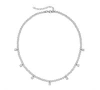 Perlenkette FIRETTI "Schmuck Geschenk Silber 925 Halsschmuck Halskette Collier mit Behang", silberfarben, kristallweiß, weiß, Halsketten, Damen, Perlen Silber 925 (Sterlingsilber), L: 45 B: 4mm, Perle