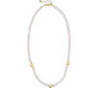 Perlenkette FIRETTI "Schmuck Geschenk Silber 925 Halsschmuck Halskette Smiley", gold (gelbgoldfarben, weiß), Halsketten, Damen, Perlen Silber 925 (Sterlingsilber), L: 45, Perlen, Silber 925 (Sterlings