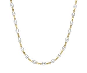 Perlenkette SMART JEWEL "mit Kugeln und Süßwasser-Perlen, Silber 925", weiß, Halsketten, Damen, 45cm, Silber 925 (Sterlingsilber), Perlenkette (35129164-0) weiß