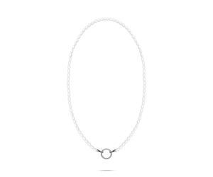 Perlenkette TAMARIS "Pearl Charms", weiß (edelstahlfarben, weiß), Halsketten, Damen, Edelstahl Perlen, L: 45 B: 4,36mm, Edelstahl, Perlen, Perlenkette, mit Glasperle, B:4,36mm (27561951-0) edelstahlfa