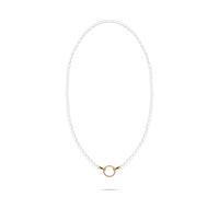 Perlenkette TAMARIS "Pearl Charms", weiß (gelbgoldfarben, weiß), Halsketten, Damen, Edelstahl Perlen, L: 45 B: 4,36mm, Edelstahl, Perlen, Perlenkette, mit Glasperle, B:4,36mm (42241122-0) gelbgoldfarb