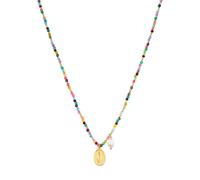 Yokoamii Damen Kette aus Metall-Legierung gelbgold mit Achat bunt Modeschmuckhalskette