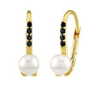 Perlenohrringe aus Gold April mit echter weißer Perle und Brilliance Zirconia