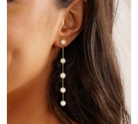 Perlenohrringe für Damen, goldfarbene baumelnde Ohrringe für Frauen, weiße lange Tropfenperle, baumelnde Ohrringe, Brautschmuck, Hochzeit, zierliche Abschlussball-Ohrringe, Geschenke, Schmuck