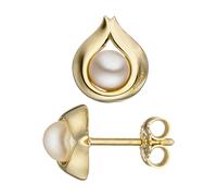 Perlenohrringe JOBO, gold (gelbgold 333), Ohrringe, Damen, Gelbgold 333 Perlen, Gelbgold 333, Perlen, Tropfen 333 Gold mit Süßwasser-Zuchtperlen (81744216-0) gelbgold 333