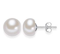 Perlenohrstecker als Geschenk für Frauen und Mädchen, 925 Sterling-Silber-Studs mit flachen Perlen, 8 mm Ohrstecker aus gezüchteten Süßwassermuscheln, Schmuckgeschenk zum Valentinstag