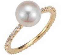 Perlenring ADRIANA "Schmuck Geschenk Silber 925 Fingerring Ring Genua" Gr. 56, gelb (gelbgoldfarben, kristallweiß, weiß), Fingerringe, Damen, 56, Perlen Silber 925 (Sterlingsilber), 1mm, Perlen, Silbe