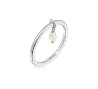 Perlenring ELLI "Ring Bandring Stapelring Perle Basic 925 Ring" Gr. 54, silber, Fingerringe, Damen, 54, Silber 925 (Sterlingsilber), Perlenring (95219550-54) silber