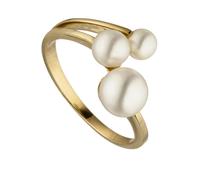 Perlenring JOBO "Ring Goldring" Gr. 54, gelbgold 585, Fingerringe, Damen, 54, Gelbgold 585 Perlen, Gelbgold 585, Perlen, Perlenring, 585 Gold mit 3 Perlen (74512708-54) gelbgold 585