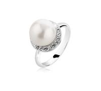 Nenalina, Ring Muschelkern-Perle Kristalle 925 Silber in silber, Schmuck für Damen Gr. 54 mm