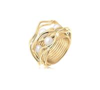 Nenalina Perlenring »Süßwasserperlen Geschwungen Gedreht 925 Silber«, goldfarben