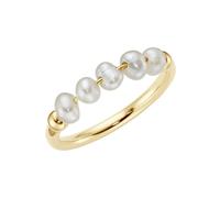 Perlenring SMART JEWEL "mit weißen Süßwasser-Perlen, Silber 925" Gr. 58, gold, Fingerringe, Damen, 58, Silber 925 (Sterlingsilber), Perlenring (31660942-58) gold