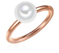 Perlenring VALERO PEARLS "NW194" Gr. 50, rosa (roségold), Fingerringe, Damen, 50, Silber 925 (Sterlingsilber), 2mm, Perlenring, mit Süßwasser-Zuchtperlen (21666620-50) roségold
