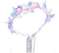 Perlenschmetterlings Haarband für Mädchen mit Blumen - Elegantes Prinzessin Stirnband mit Schleife für Fest & Foto(Purple)