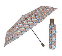 PERLETTI Beige Regenschirm Automatik für Frauen mit Blumen Blau - Taschenschirm Taschenregenschirm Kompakt Mini Leicht Winddicht - Regen Schirm Klein Reisen - Durchm 96 cm (Beige mit Blumen)