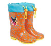 PERLETTI Bing Gummistiefel Kinder Kleinkind - Wasserdichte Regen Stiefel Jungen mit Kaninchen Schwarz- Bunte Stiefeletten mit Gelber Rutschfester Sohle und Kordelzugverschluss (Orange, numeric_26)