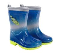 PERLETTI Blauer Gummistiefel Reflektierend Kleinkind Jungen - Regenstiefel Wasserdicht Kinder Kindergarten 3 4 5 6 Jahre - Regen Stiefeletten rutschfest mit Grünen Details (Blau und Grün, 26/27 EU)