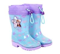 PERLETTI Disney die Eiskönigin II Gummistiefel mit Elsa Anna - Frozen 2 Regenstiefeln Türkis Lila für Kleine Mädchen - Wasserdichte Stiefel mit Rutschfeste Sohle und Kordelzug (Hellblau, 24/25 EU)