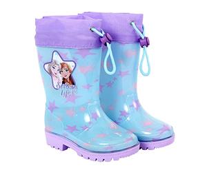PERLETTI Disney die Eiskönigin II Gummistiefel mit Elsa Anna - Frozen 2 Regenstiefeln Türkis Lila für Kleine Mädchen - Wasserdichte Stiefel mit Rutschfeste Sohle und Kordelzug (Hellblau, 26/27 EU)