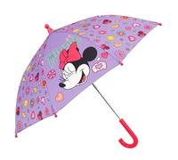 PERLETTI Disney Minnie Mouse Regenschirm für Mädchen 3 bis 5 Jahre - Kinder Schirm Minni Maus mit Rosa Details - Stockschirm Kinderregenschirm Robust Windfest - Durchmesser 64 cm Kids (Lila)