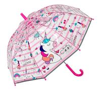 PERLETTI Einhorn Kinder Schirm für Mädchen - Stockschirm mit Sicherheitsöffnung - Robuster und Windfester Regenschirm mit Transparenter Kuppel - 3 bis 6 Jahre - Durchm 64 cm - Cool Kids (Streifen)