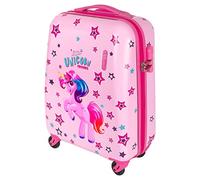 PERLETTI Einhorn Kinderkoffer Rosa - Kinder Trolley Handgepäck Leicht 4 Rollen und Zahlenschloss - Hartschalen Kabinentrolley Mädchen - Reise Koffer Lufthansa Ryanair 51x35x20 cm (Einhorn Pink, XS)