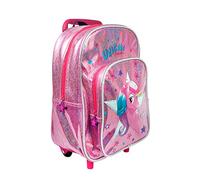 PERLETTI Einhorn Kleine Rucksack mit Rollen für Kinder 2/5 Jahre - Reflektierende Unicorn Schultasche Mädchen Sicherheit - Maternelle Pink Kindergartenrucksack mit Reflektor - 32x23x15 cm (Einhorn)