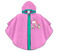 PERLETTI Einhorn Regenponcho Mädchen 3 4 5 6 Jahre - Pink Unicorn Regenjacke für Kinder mit Reflektorstreifen - Umhang Reflektierend Wasserdicht Regen Mantel mit Kapuze (Dunkelrosa, 3-6 Jahre)