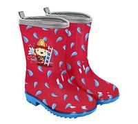 PERLETTI Feuerwehrmann Gummistiefel Reflektierend Kleinkind Jungen - Regenstiefel Wasserdicht Kinder Kindergarten 3 4 5 6 Jahre - Wasser Kinderstiefel Rot Blau Rutschfest (Feuerwehrmann, 30-31)