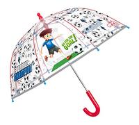 PERLETTI Football Regenschirm Kinder Transparent - Fußball Kinderschirm Reflektierend für Kleine Jungen 3 4 5 Jahre - Kinderregenschirm Durchsichtig Farbig Sicher - Durchmesser 64 cm (Football)