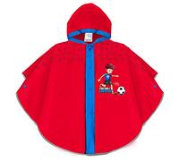 PERLETTI Fußball Regenponcho für Kinder 3 4 5 6 Jahre mit Refletierenden Details - Sicher Regen Cape Kleinkind Jungen Mädchen Kindergarten - Regenmantel Rot mit Fußballer (Football, 3-6 Jahre)