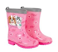 PERLETTI Gummistiefel für Kleine Mädchen - Reflektierend Regen Stiefel Kinder 3 4 5 6 Jahre (Hund und Katze, 24/25, EU Schuhgrößensystem, Kleinkind, Damen, Numerisch (von/bis), M, 24, 25)
