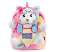PERLETTI Kawaii Rucksack Einhorn für Kleine Mädchen 3 4 5 6 Jahre - Abnehmbarer Plüsch Katze Pluschtier für Kinder Kindergarten - Weiche Tasche Mehrfarbig Regenbogen (Rucksack)