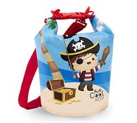 PERLETTI Kinder Dry Bag 5L Wasserdicht - Wasserabweisende Badetasche für Kleine Jungen - Licht Blau Trockenbeutel Packsack Rucksack für Schwimmen Strand See Kindergarten Sport - 25x18x18 cm (Pirat)