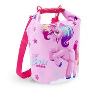 PERLETTI Kinder Dry Bag Badetasche 5L Wasserdicht - Wasserabweisende Tasche für Kleine Mädchen - Rosa Pink Kindertasche Rucksack für Schwimmen Strand See Kindergarten - 25x18x18 cm (Einhorn)